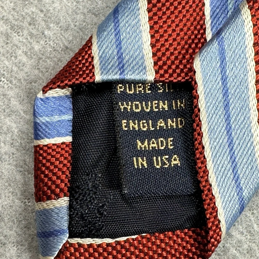 Brooks Brothers Neck Tie‎ Repp Stripe Red Blue 100% Silk Stain Resistant NOTE